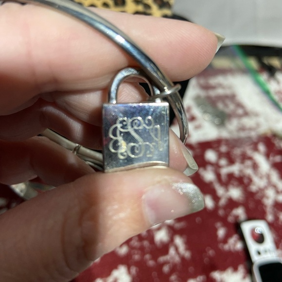 Triple Connected Bangle Set With Lock, Key and Heart Charms - Picture 3 of 3
